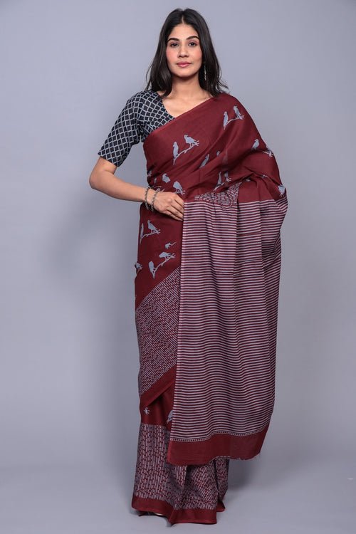 Pastel color mulmul cotton saree