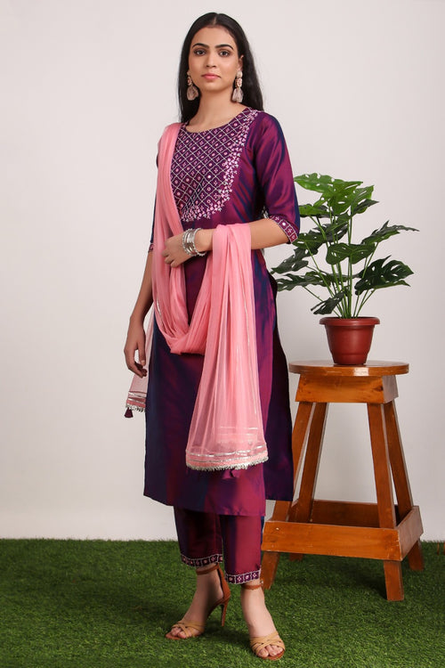 Soft Silk suit with hand work