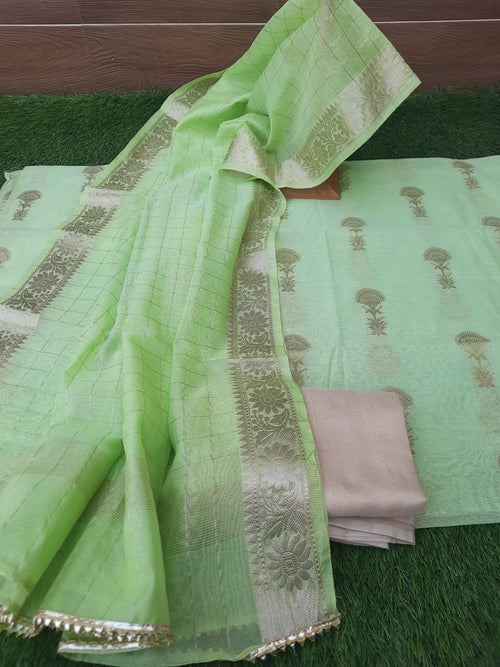 Pastel color banarsi weaving suit