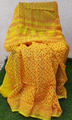 Yellow Soft Chanderi  Maheshwari Saree