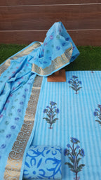 Sky blue color cotton with cotton  dupatta