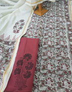 Chanderi Pastel Dress Material With Chanderi Dupatta - Aaditri fab