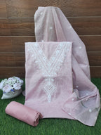 Pink soft silk embroidery suit