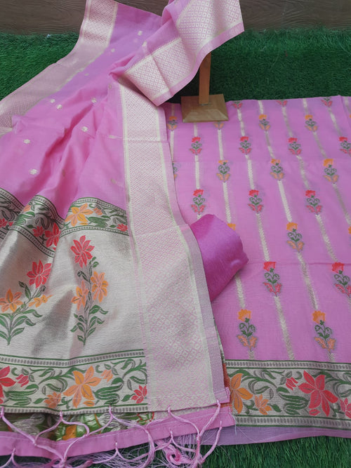 lavender  color banrasi meenakari weaving  zari suit