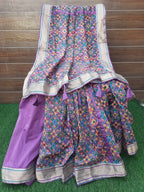 Lavender color patola print Chanderi silk Saree