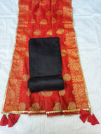 Black color silk fabric with banarsi silk dupatta