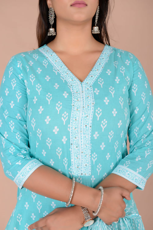 sea green color cotton  Suits With mulmul cotton  Dupatta