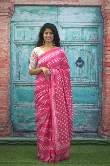 Pink color Cotton Saree - Aaditri fab