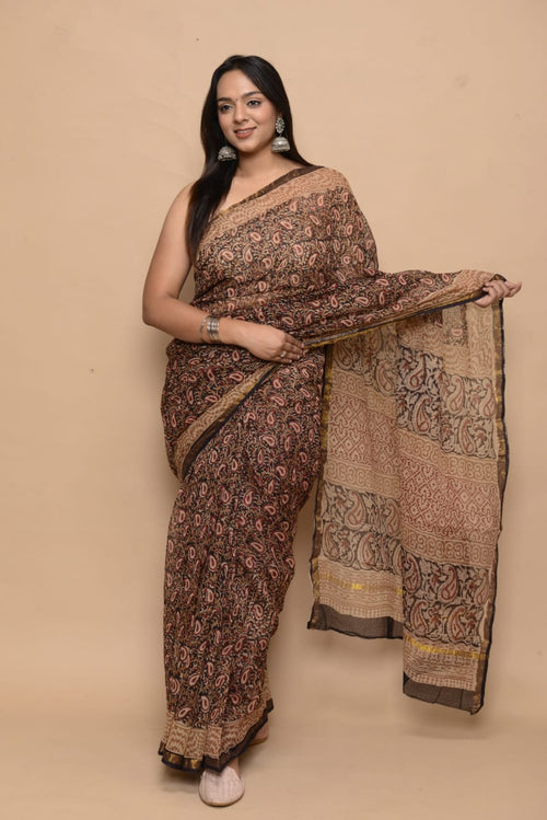 Bagru  hand block print kota doria  saree