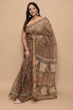 Bagru print hand block  kota doria saree