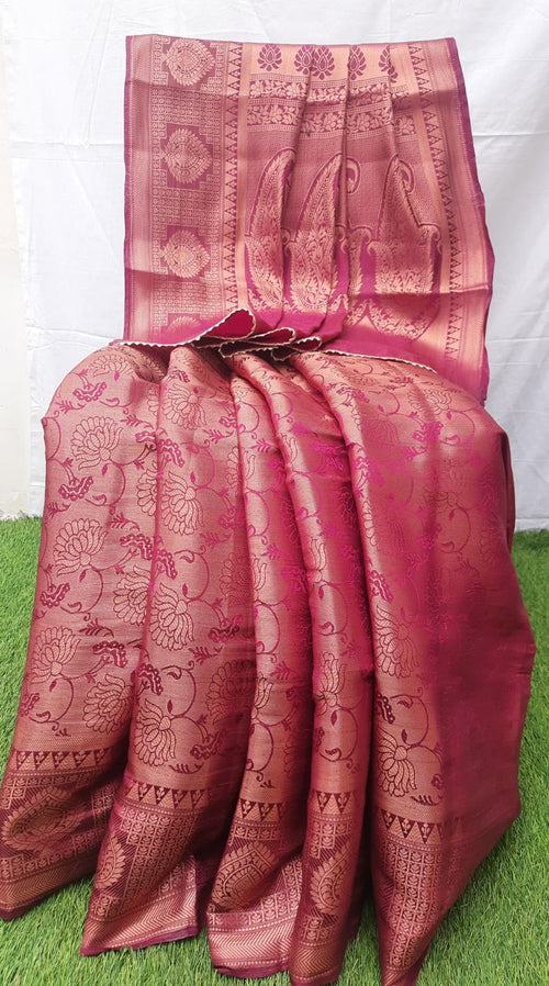 Marron color banarsi silk saree