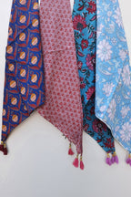 Cotton Block Printed Scarves Pack Of Four With Tassels