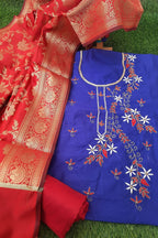 Beautiful Chanderi Gota Patti Suit With Red Banarasi Dupatta