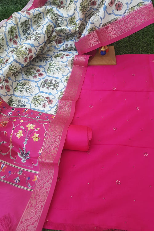Beautiful Rani Semi Silk Suit With Semi Silk Digital Print Dupatta