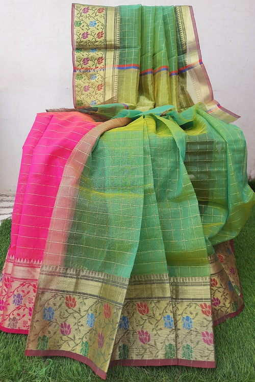 Beautiful Organza With Heavy Border  Saree With Blouse