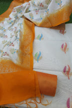 White  Banarasi Silk Zari Weaving Suit With Banarasi Tiffli Meena Work Dupatta