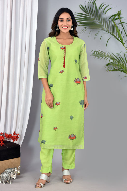 Lawn Green Soft silk Digital Print Suit With Digital Print Dupatta