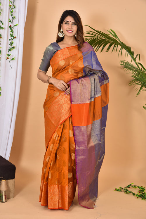 Beautiful Banarasi Zari Weaving Saree With Blouse