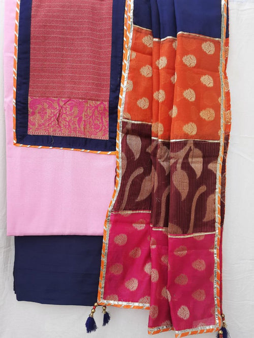Designer cotton suits With banarsi multicolor  Dupatta
