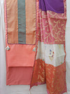 Peach Designer Suits With Chanderi Dupatta