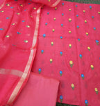 Soft silk embroidery suit with kota dupatta