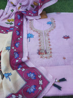 Pastel color Muslin silk fabric with digital print suit