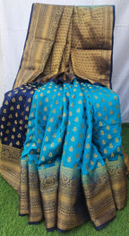 Blue color banarsi  silk saree