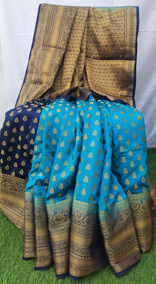 Blue color banarsi  silk saree