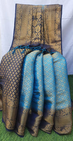 Sky blue color banarsi silk saree