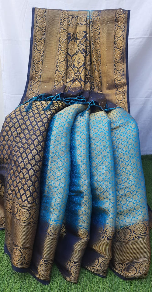 Sky blue color banarsi silk saree