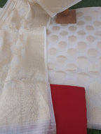 Kota Jacquard Zari Weaving White Suit With Kota Jacquard Dupatta