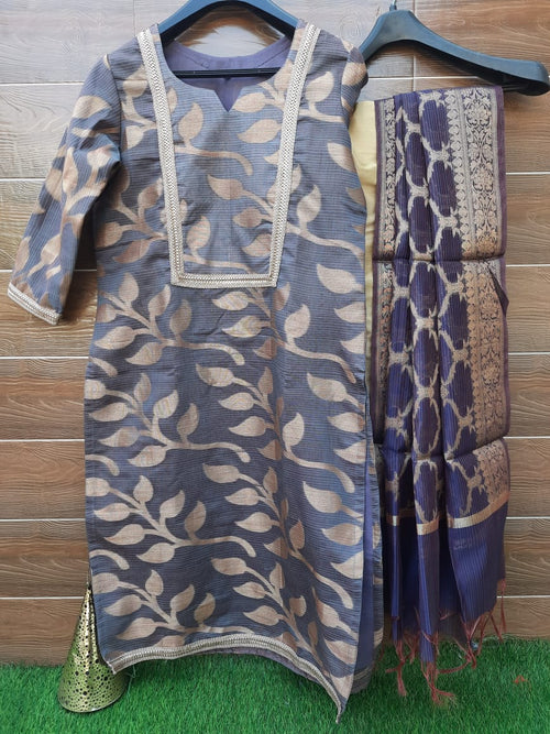 Pastel color Banarsi  silk suit